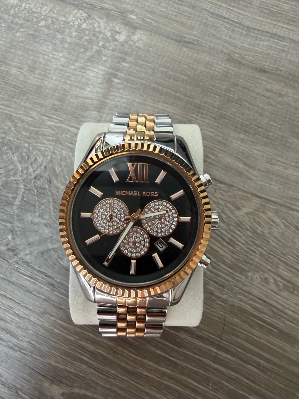 Michael Kors Two-Tone Black Dial Chronograph with Crystal Subdials